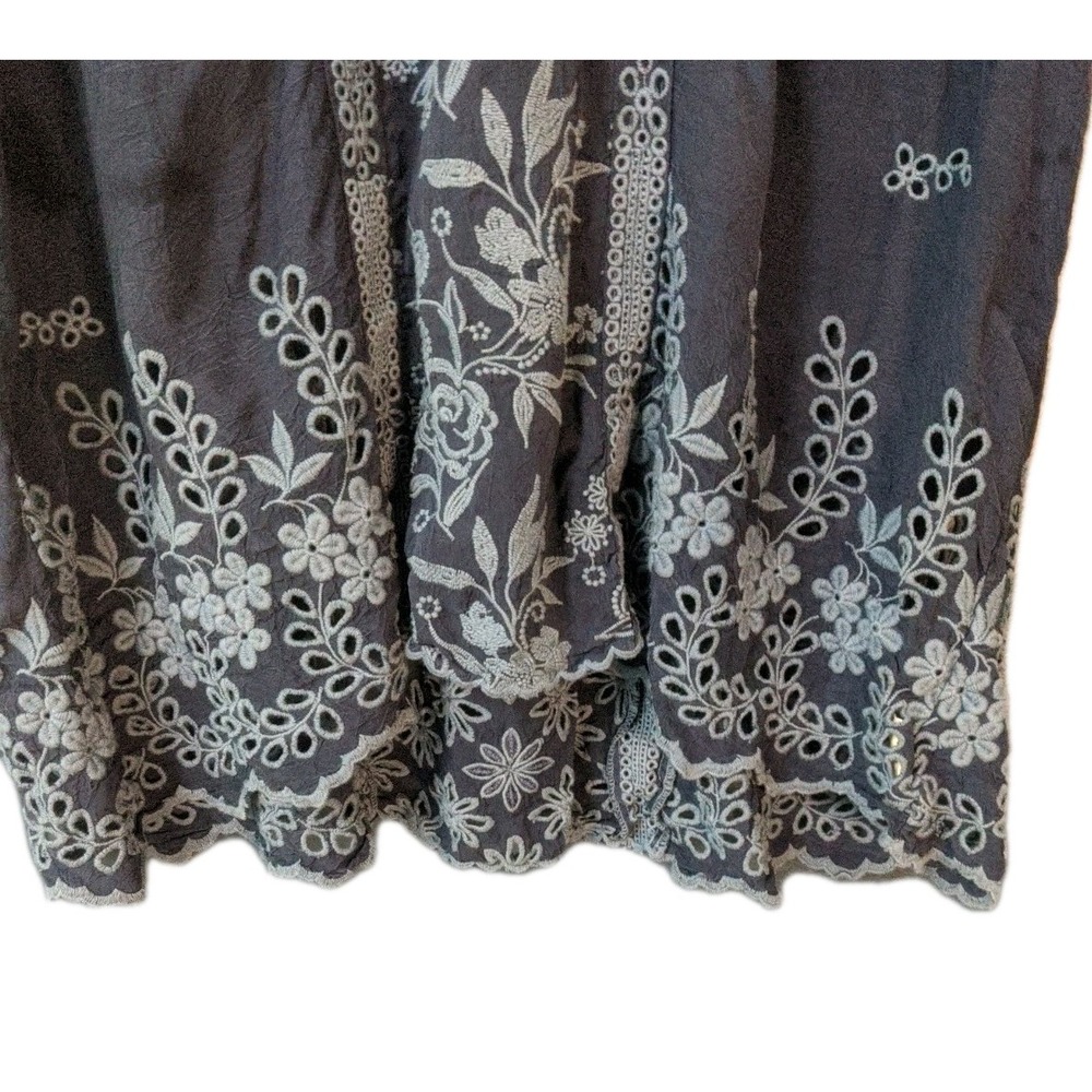 Johnny Was Navy Blue Floral Embroidered Tank Top - Picture 12 of 13